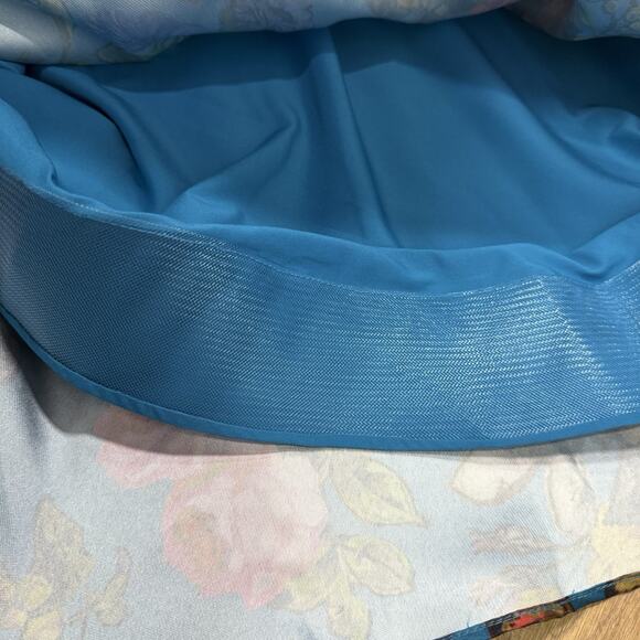 Theia Tabitha Long Sleeve Gown Dress Women's Size 4 Floral Navy Blue - Picture 12 of 14